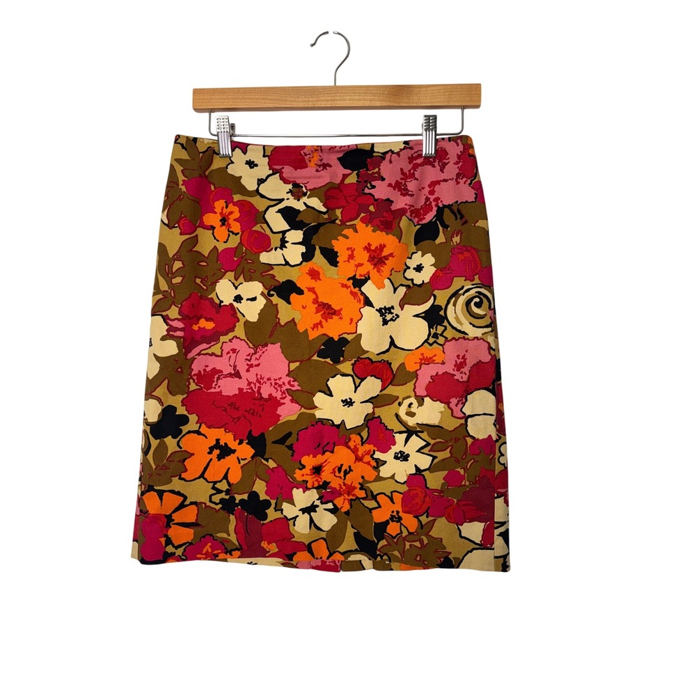 Talbots Womens Skirt‎ 6P Multicolor Floral Cotton Blend Mod Retro Pencil Office